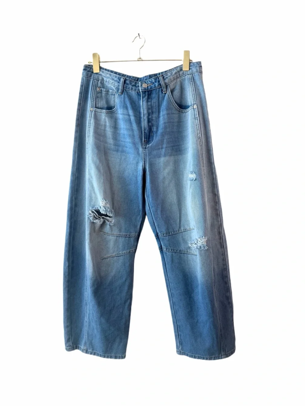 Boutique Good Luck Distressed Barrel Leg Jeans Size 10